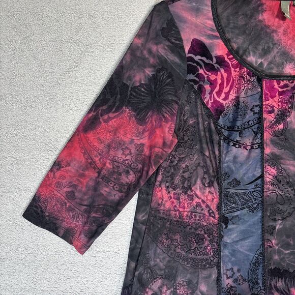 Serenade Top Women’s Size 1X Black Red Fairy Grunge Goth Vamp Tie Dye Whimsigoth - Picture 4 of 14
